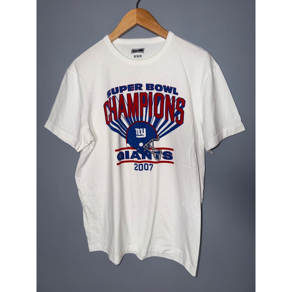 New York Giants Super Bowl Champions 2007 White T Shirt Mens‎ M